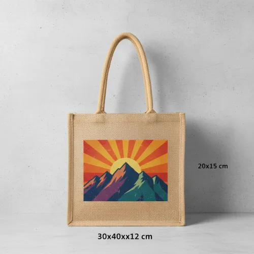 30 x 40 x 12cm DTF Baskılı Jüt Bez Çanta