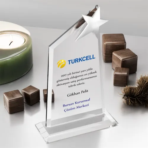 Asimetrik Modern Şeffaf Kristal Plaket Alternatif Görünüm