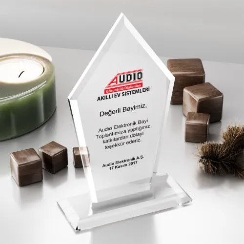Geometrik Modern Füme Kristal Plaket Alternatif Görünüm