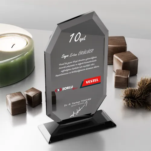 Asimetrik Füme Kristal Plaket