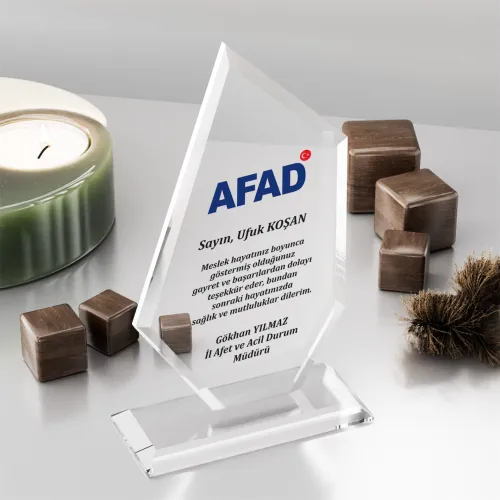 Asimetrik Şeffaf Kristal Plaket