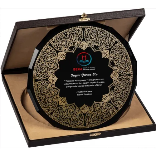 Yaldızlı Kristal Tabak Plaket