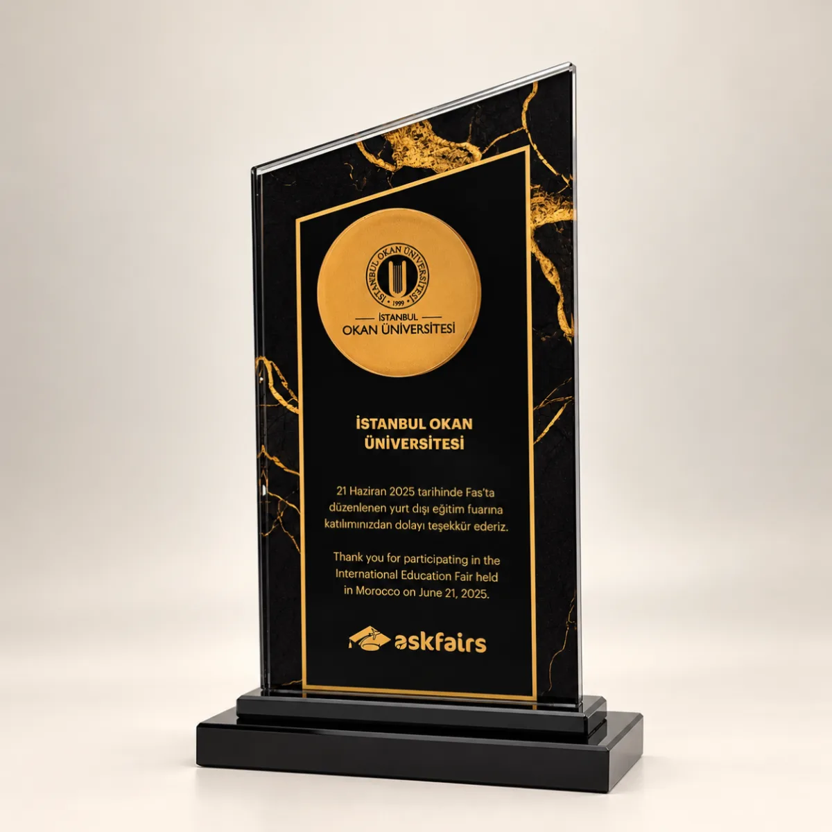 Dikdörtgen Renkli Baskı Kristal Plaket