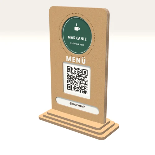 Ahşap Pencereli QR Menü Standı