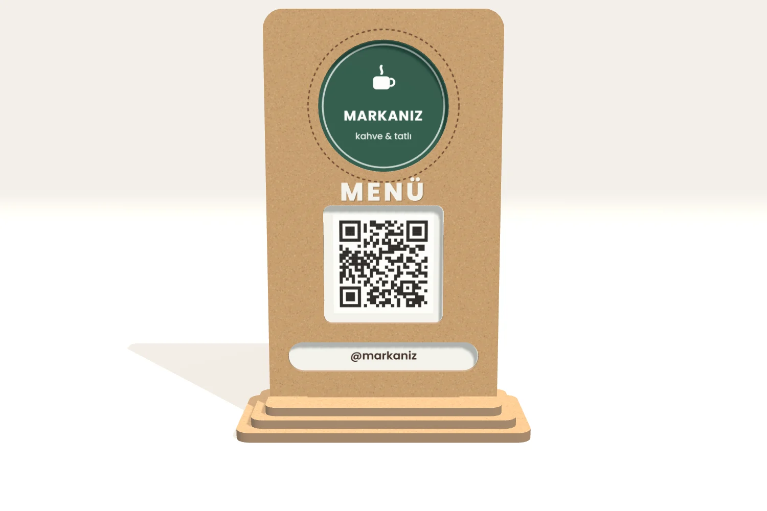 Ahşap Pencereli QR Menü Standı — görsel 2