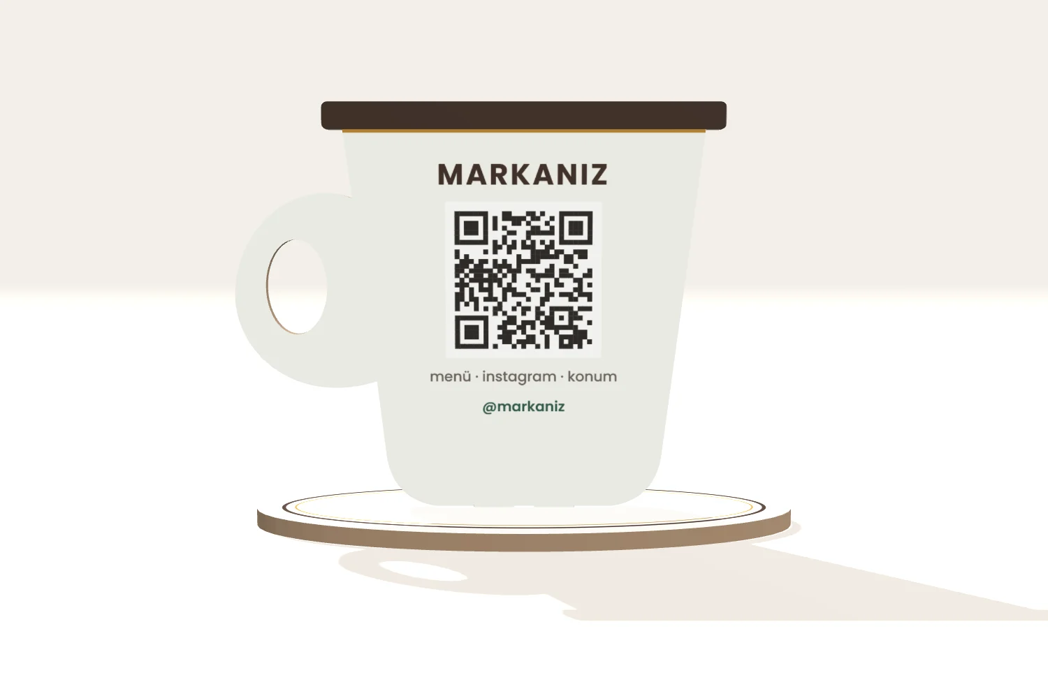 Fincan Şeklinde MDF QR Kod Masa Standı — görsel 3