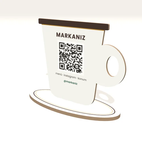 Fincan Şeklinde MDF QR Kod Masa Standı