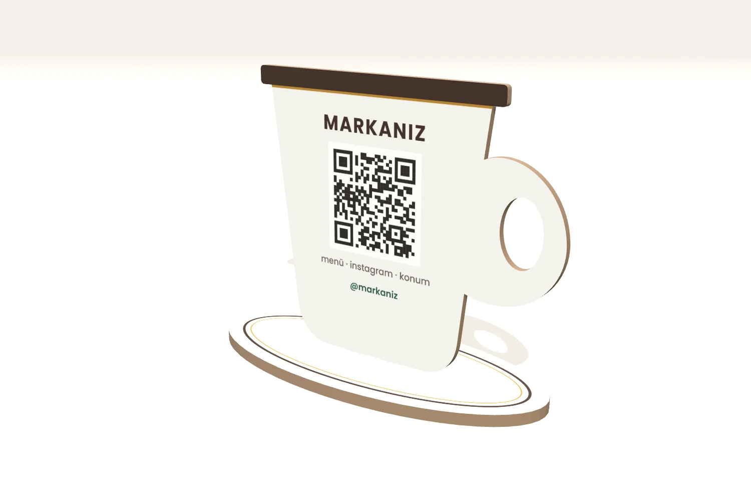 Fincan Şeklinde MDF QR Kod Masa Standı — görsel 1