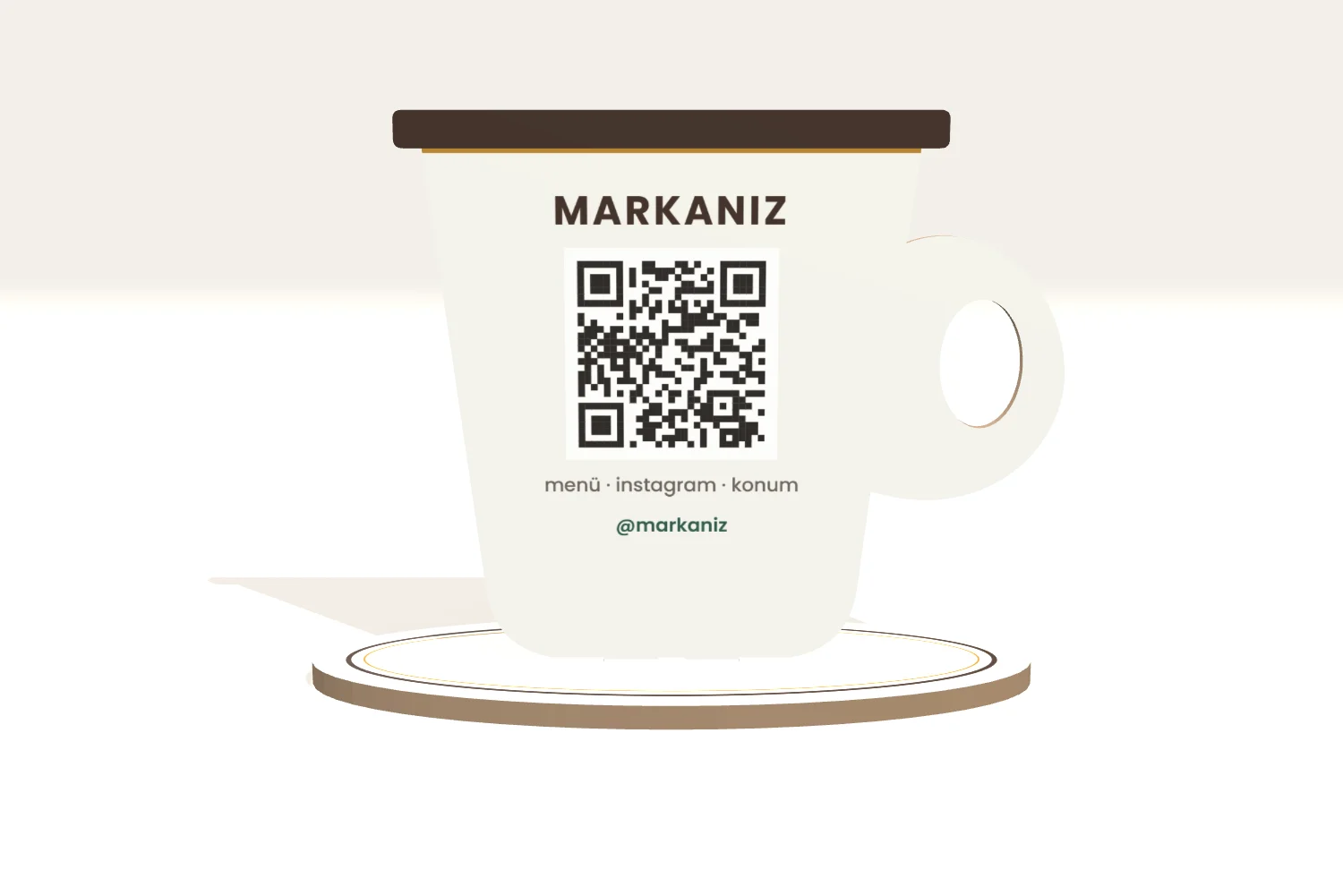 Fincan Şeklinde MDF QR Kod Masa Standı — görsel 2