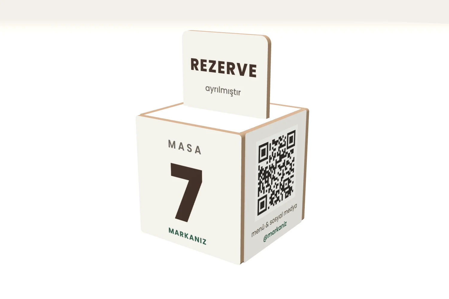 QR Kodlu MDF Masa Numarası Küpü — görsel 1