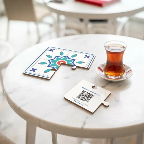 Çini Desenli Puzzle Bardak Altlığı Seti (4'lü)