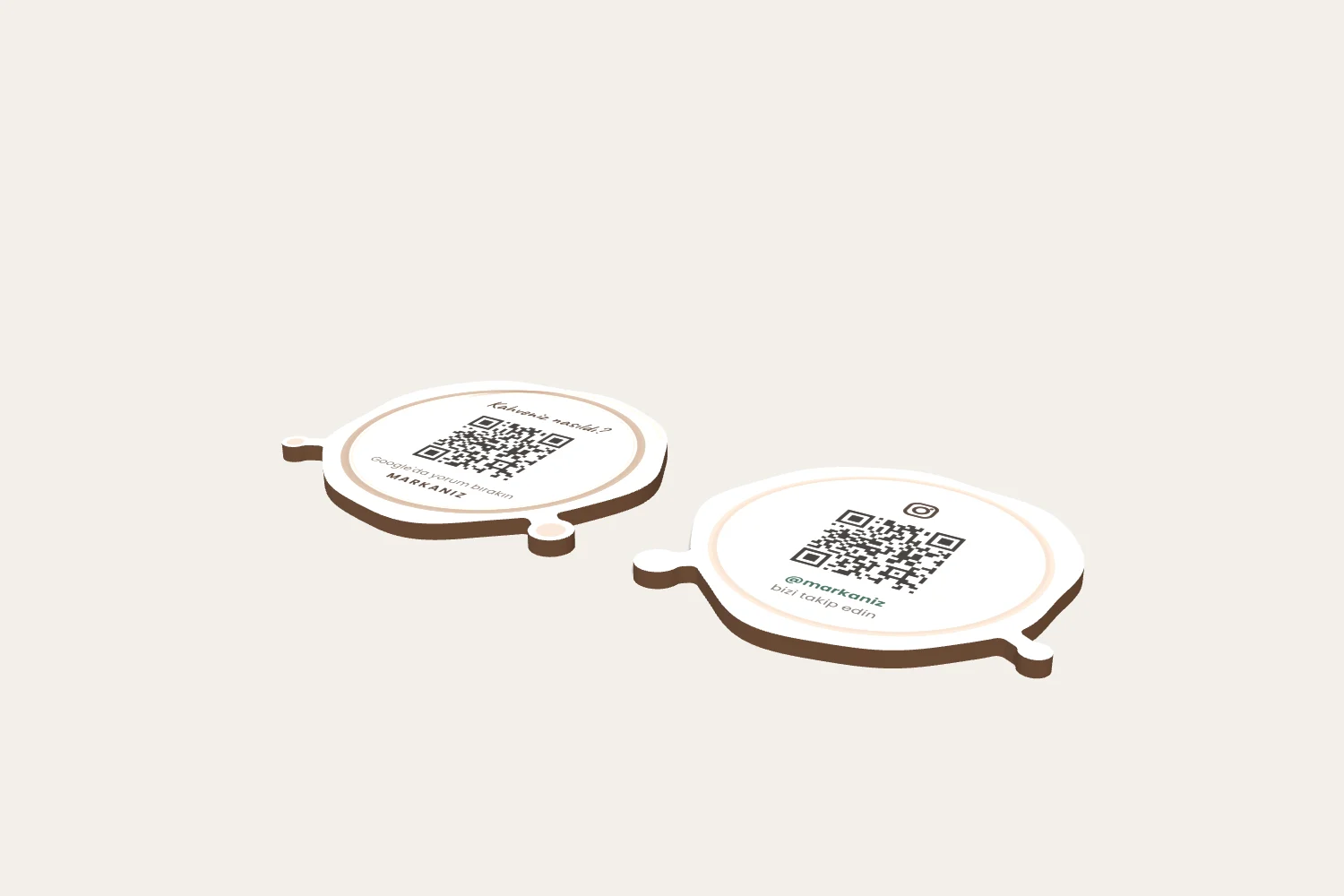 Kahve Lekesi Bardak Altlığı, QR Kodlu — görsel 2