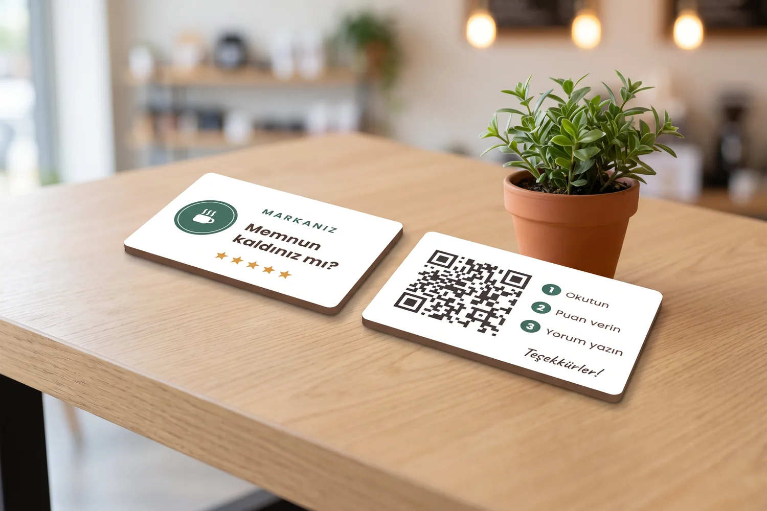 QR Kodlu Google Yorum Kartı, Kartvizit Boyu — görsel 3